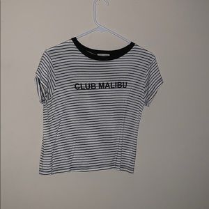 cropped black and white striped club malibu top
